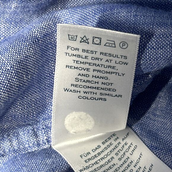 Charles Tyrwhitt Men's XL 100% Linen Blue Button Down Shirt - Picture 5 of 7